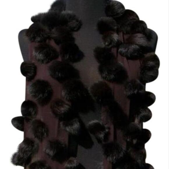 Cache Expresso Dark Brown Mink Fox Fur Wrap Shawl Scarf Top NWT $98 New